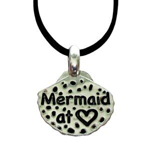 New Mermaid At Heart Pendant Necklace on 18" to 20" Black Suede Cord Jewelry Gif